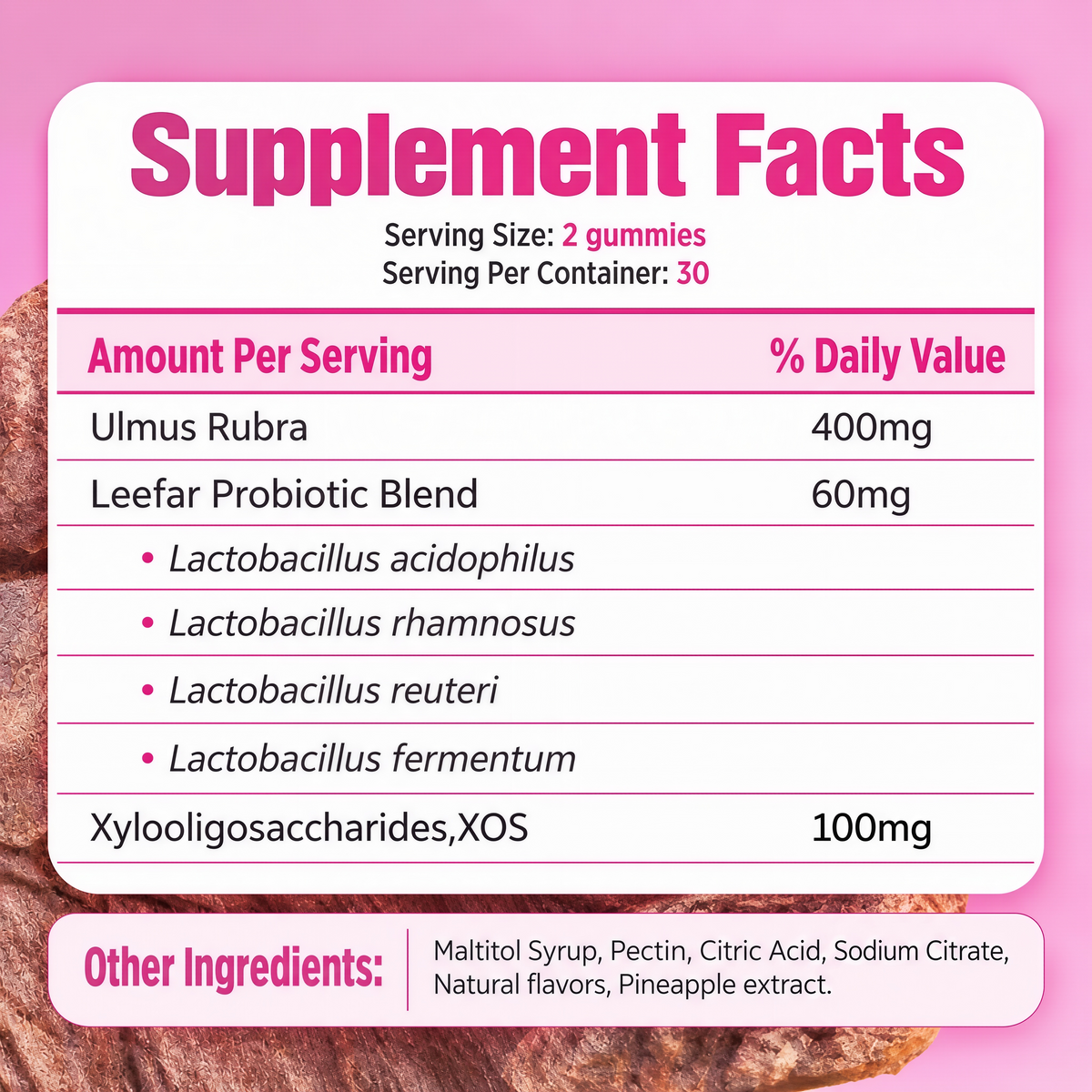 Women’s Probiotic + Slippery Elm Gummies, Tropical Pineapple Flavor | Supports ph Balance for Women, Digestive & Immune Health | 60 Gummies (1 Pack)